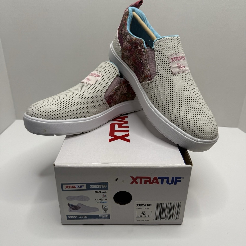 Xtratuf Sharkbyte 2.0 Eco Slip On Shoes Floral White Womens 7 XSB2W100